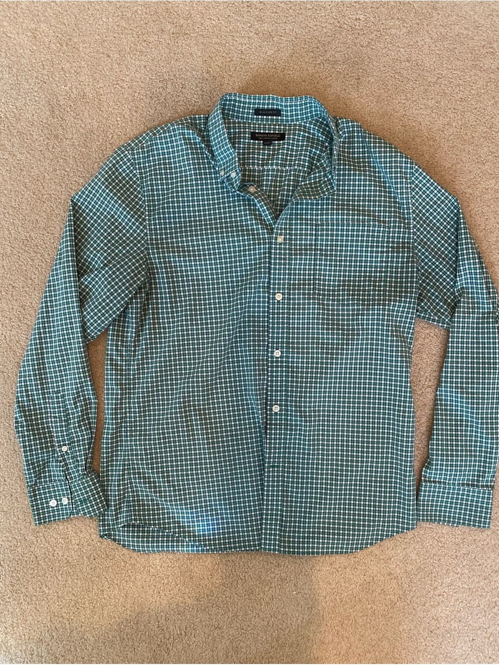 Banana Republic Slim Flex Fit Men's Woven Cotton Stretch Check Shirt L